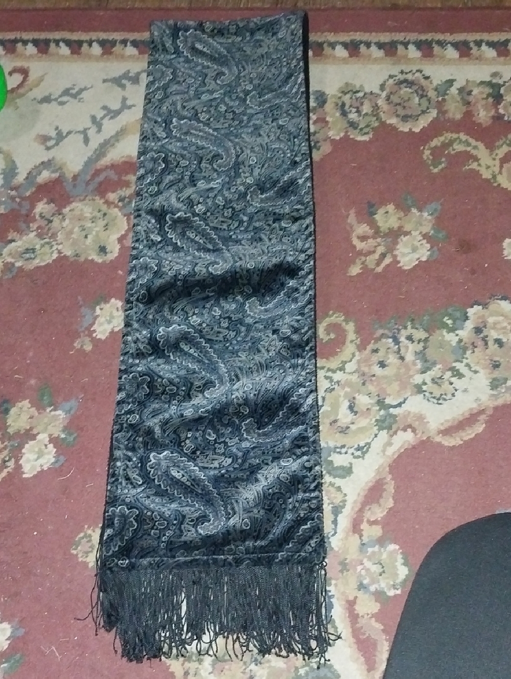 Vintage Neckworks Black Paisley Fringe Double Sided Winter Scarf